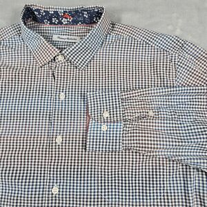 Tommy Bahama Shirt Mens XL Pima Cotton Button Up Blue Red Ombre Checkered